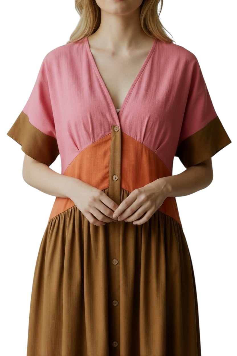 Dixie pink brown chemisier dress