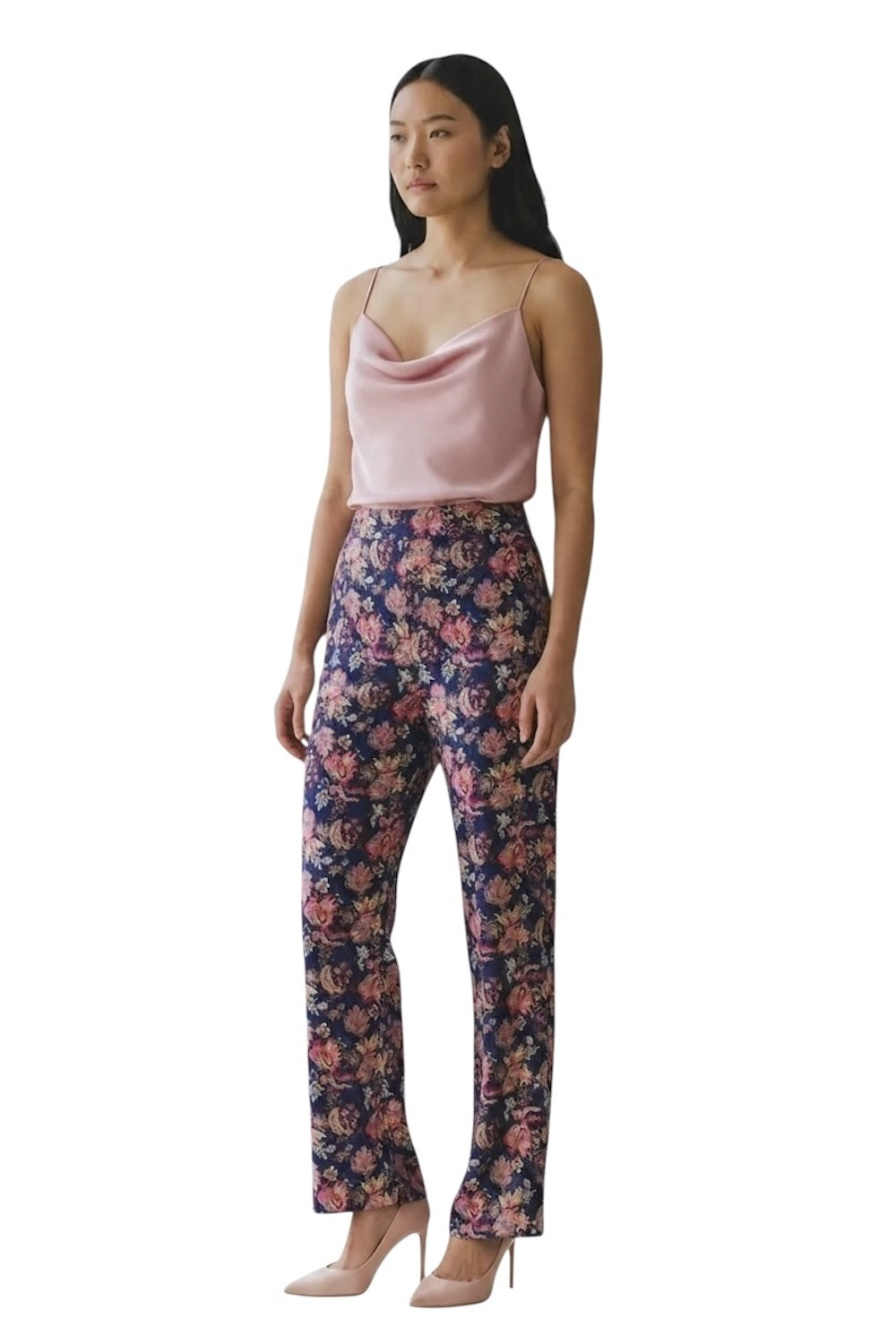Pantaloni blu con stampa floreale Saiph
