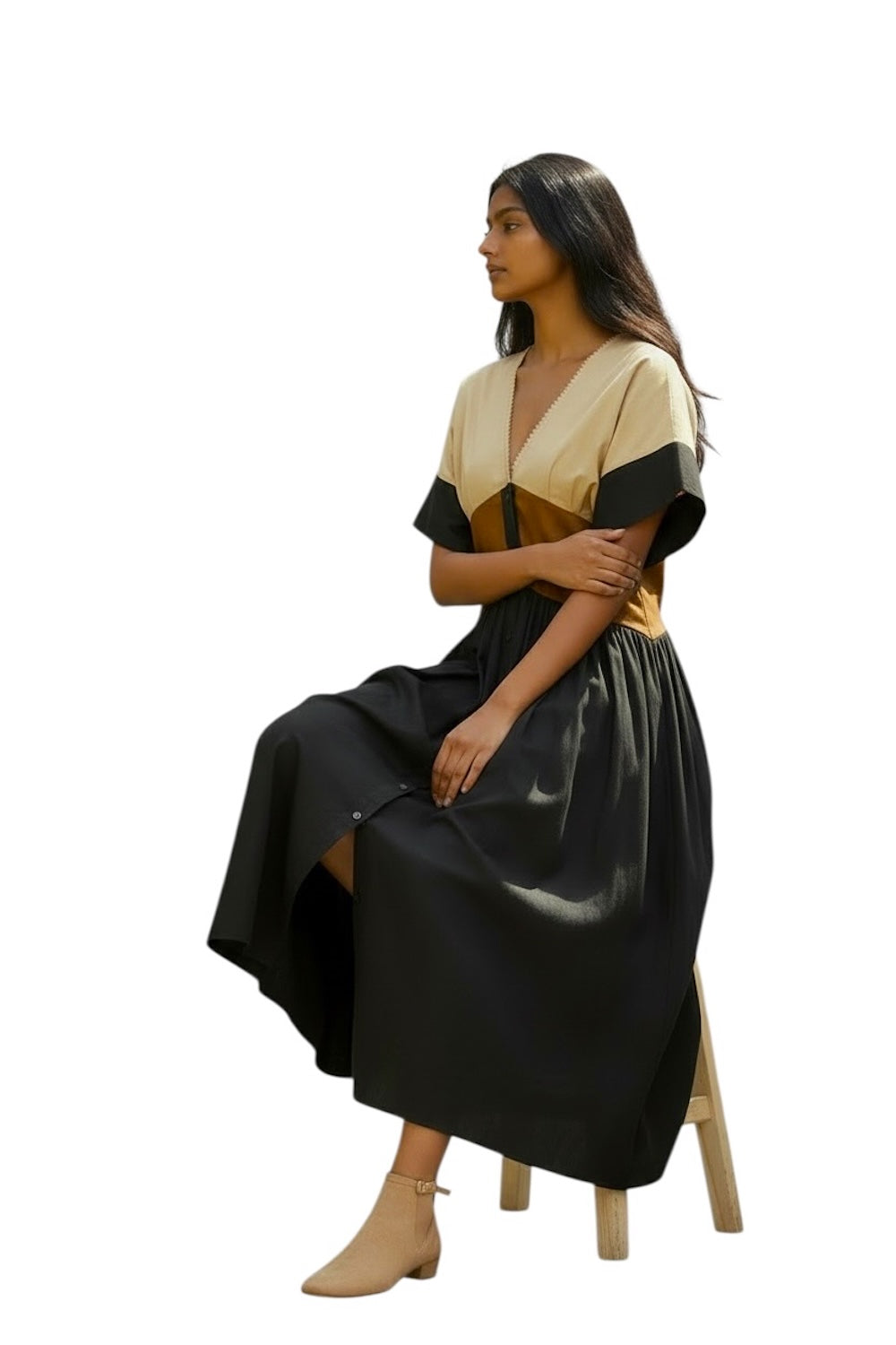 Dixie sand black chemisier dress