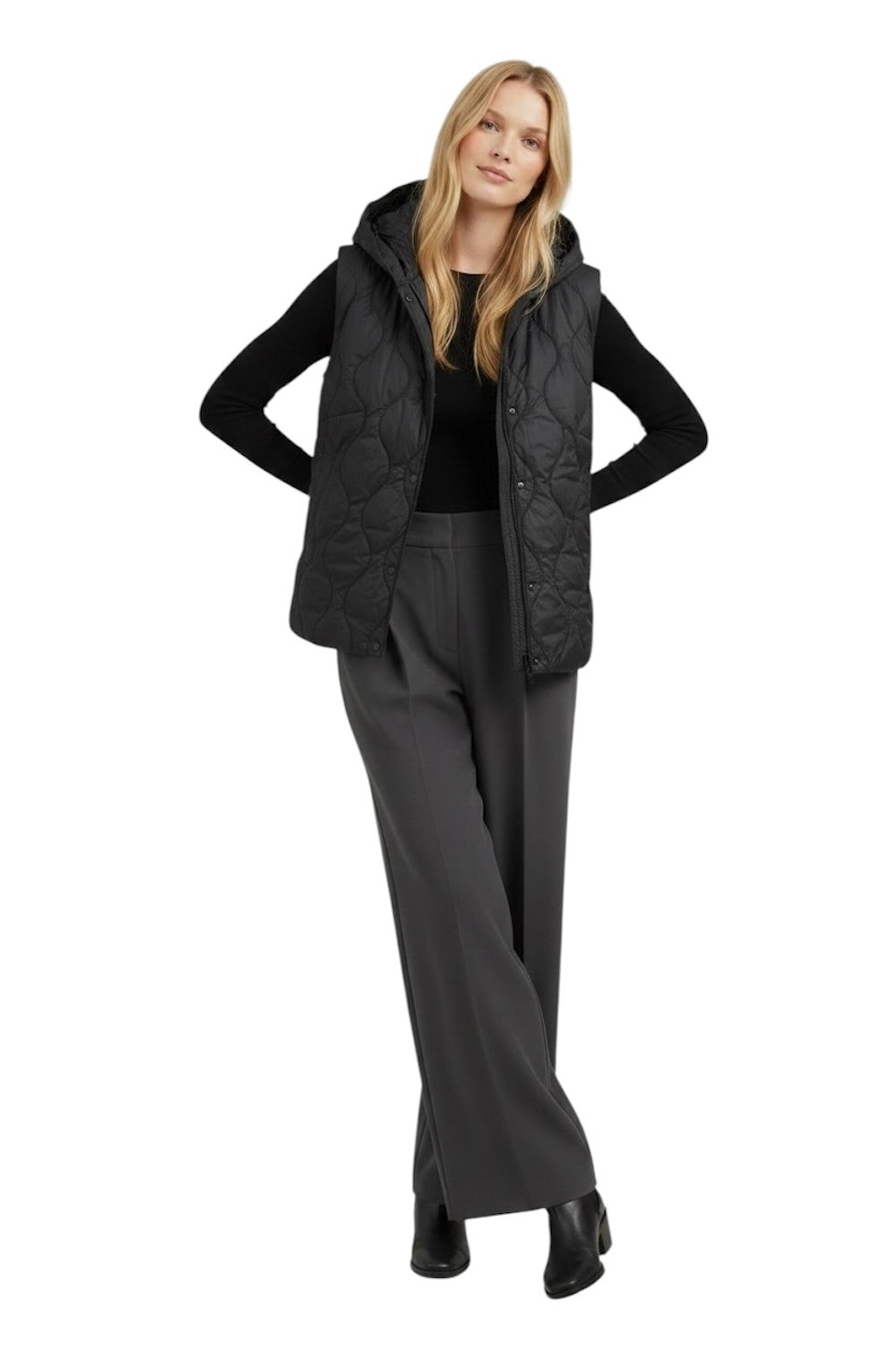 Vicolo black hooded vest