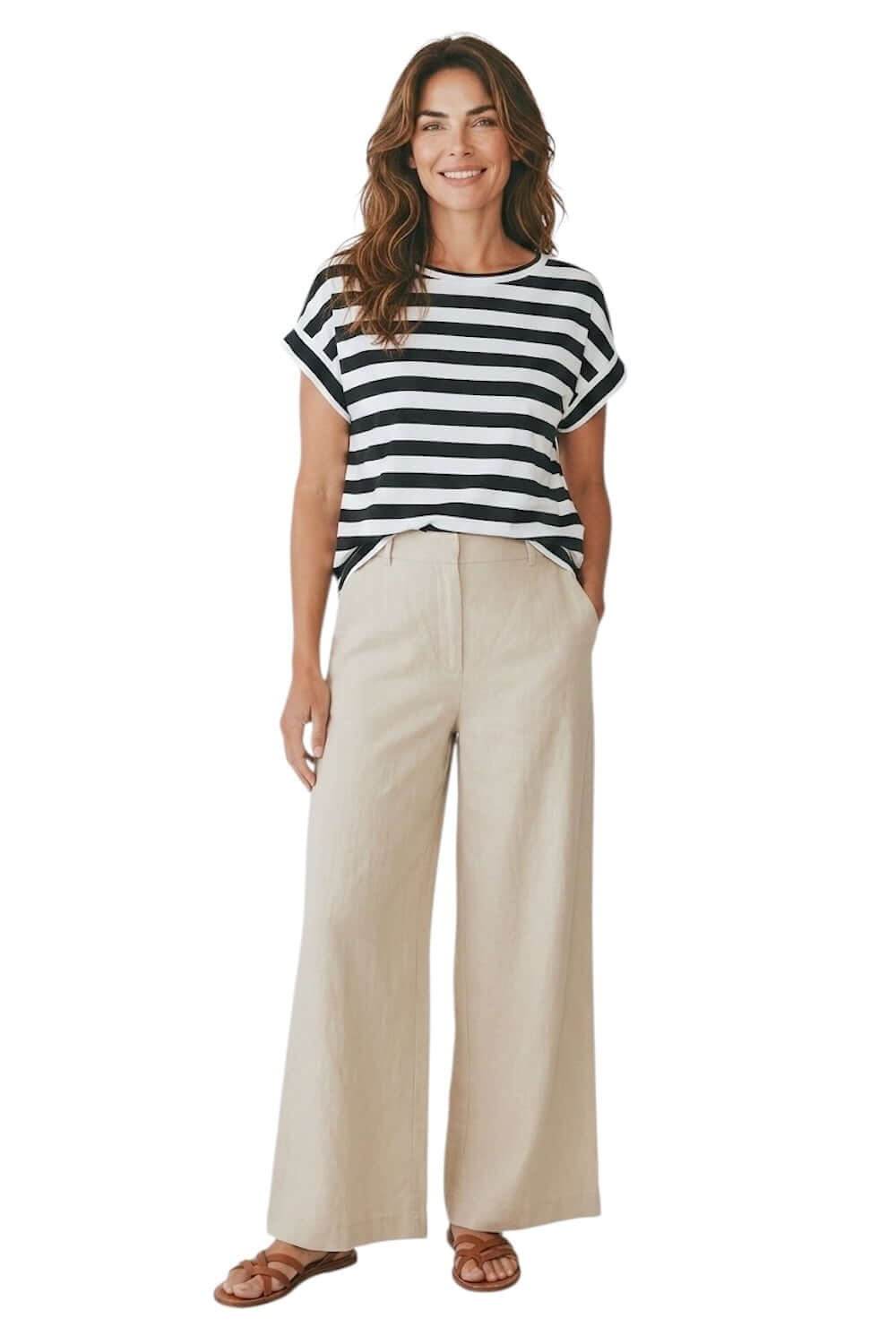 Vicolo black and white line t-shirt