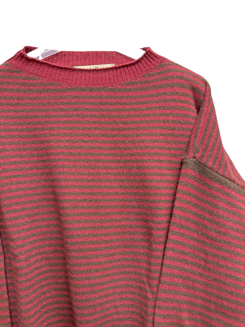 Le îls bordeaux brown line cashmere pullover