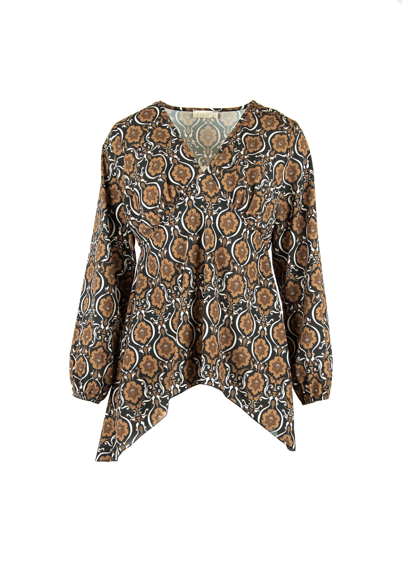 Maglietta marrone nera Kikisix