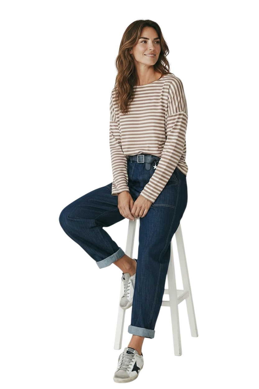 Susy Mix camel striped t-shirt