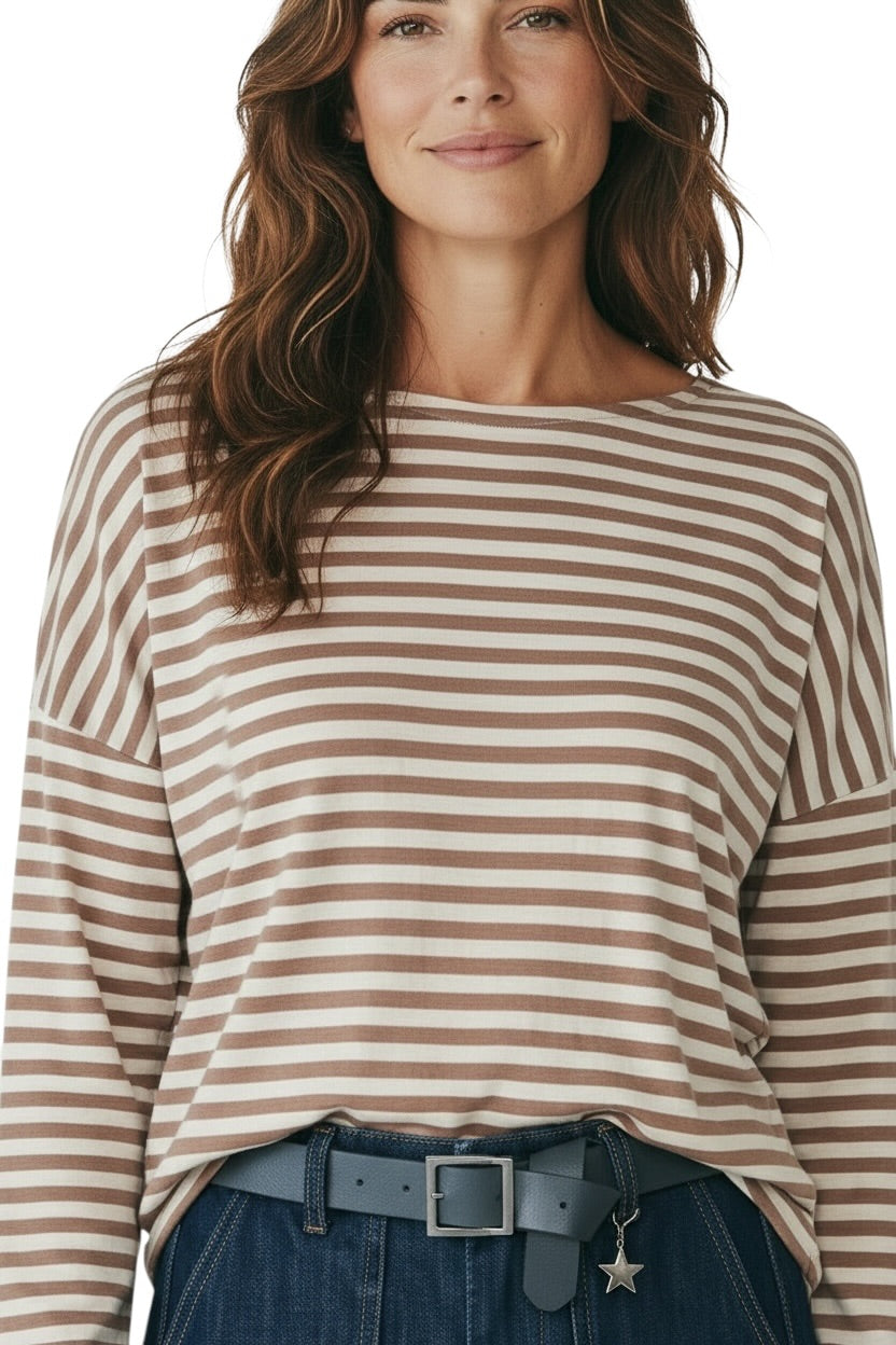 Susy Mix camel striped t-shirt