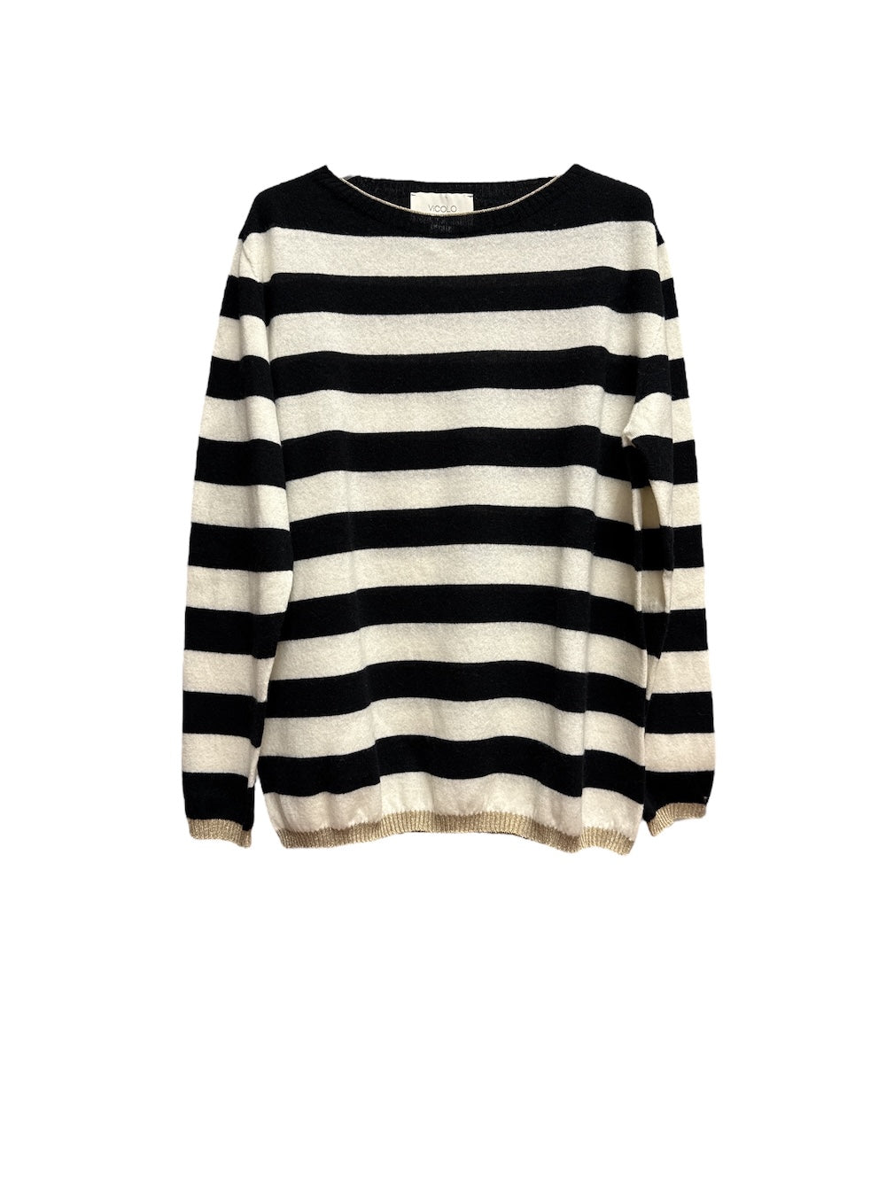 Vicolo cream black line cashmere pullover