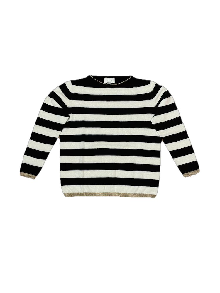 Vicolo cream black line cashmere pullover