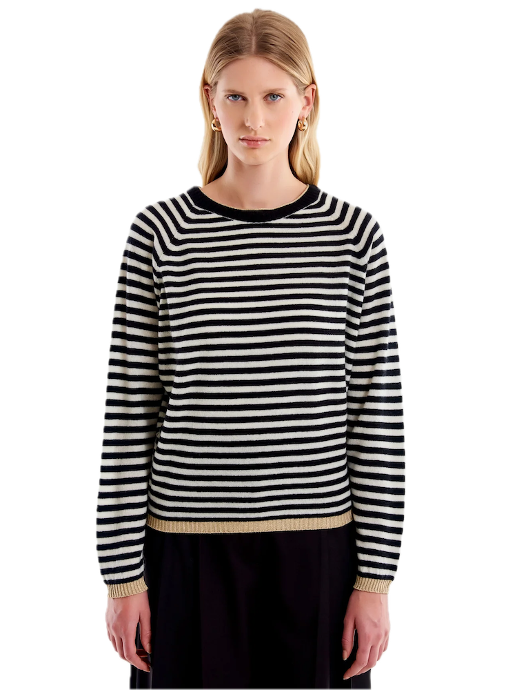 Vicolo cream black line cashmere pullover