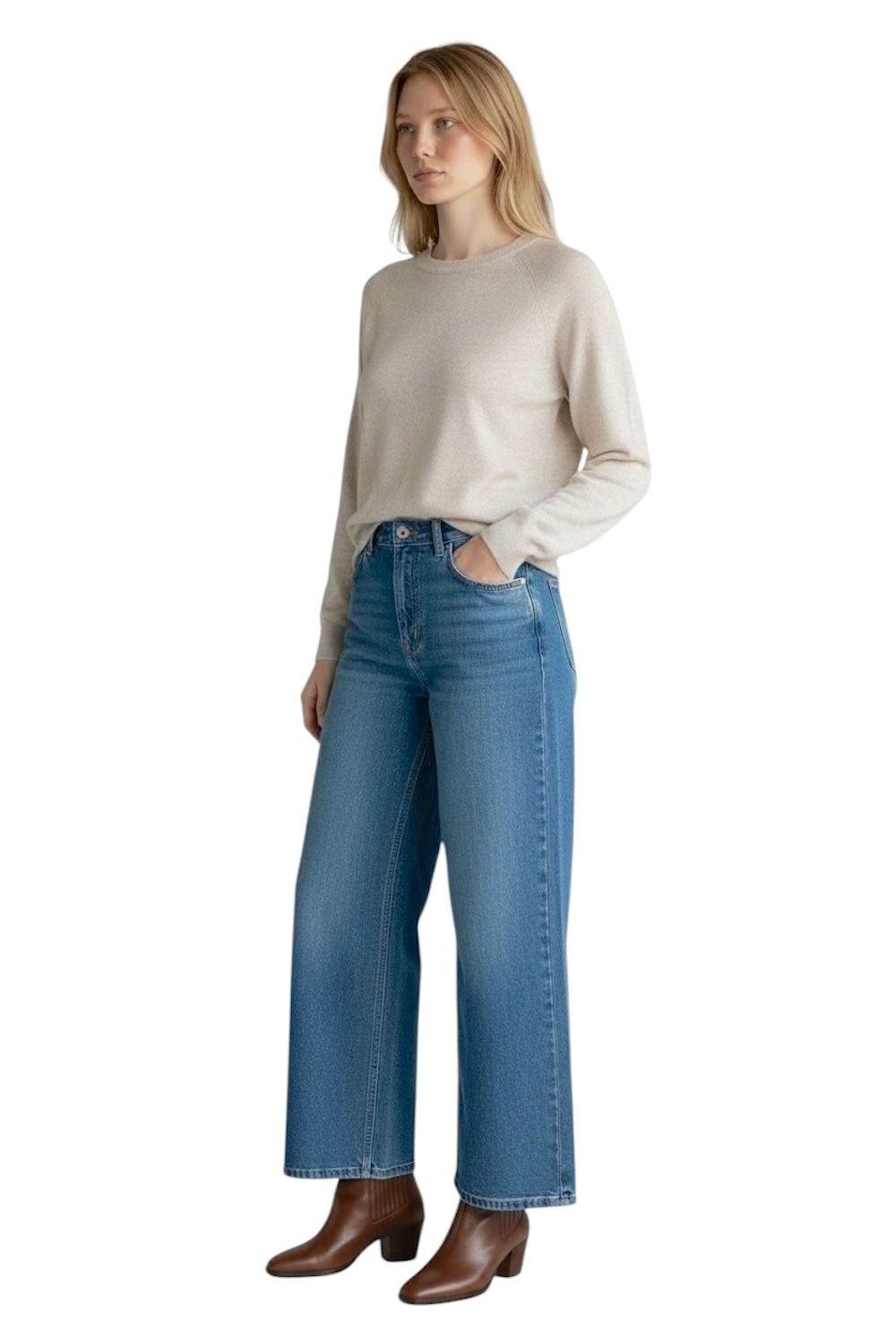 Vicolo beige melange cashmere pullover