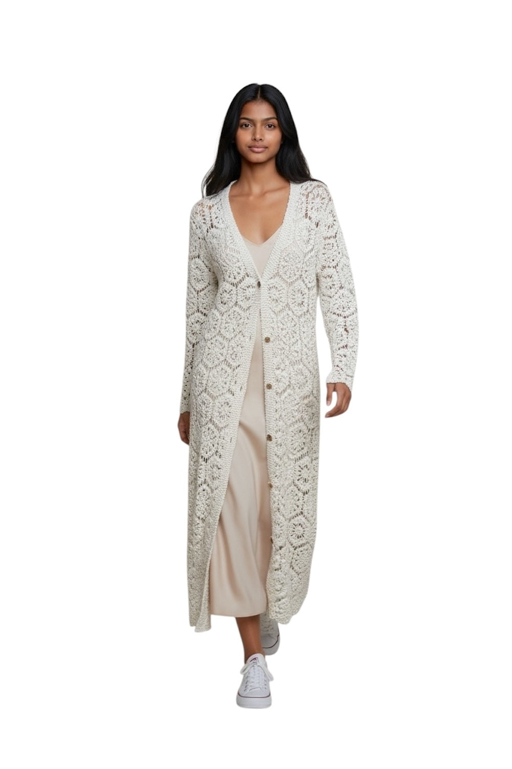 Le îls white long cardigan