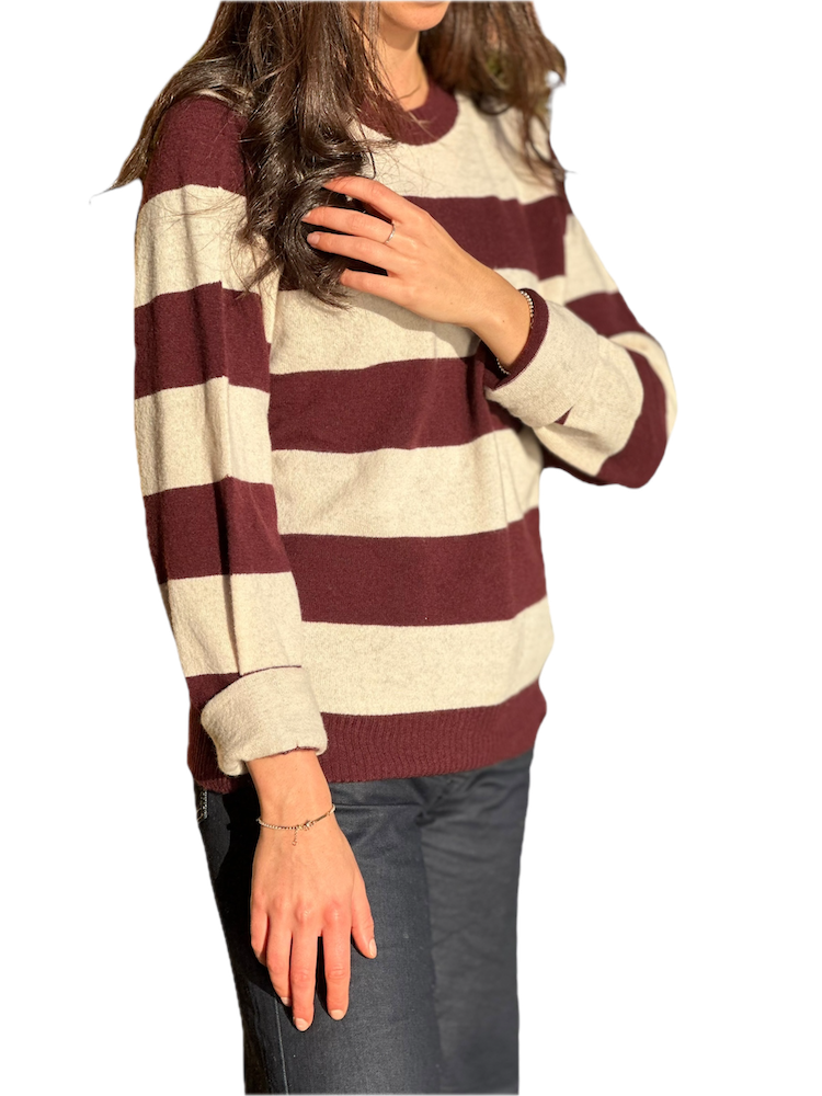 Kontatto burgundy beige line pullover