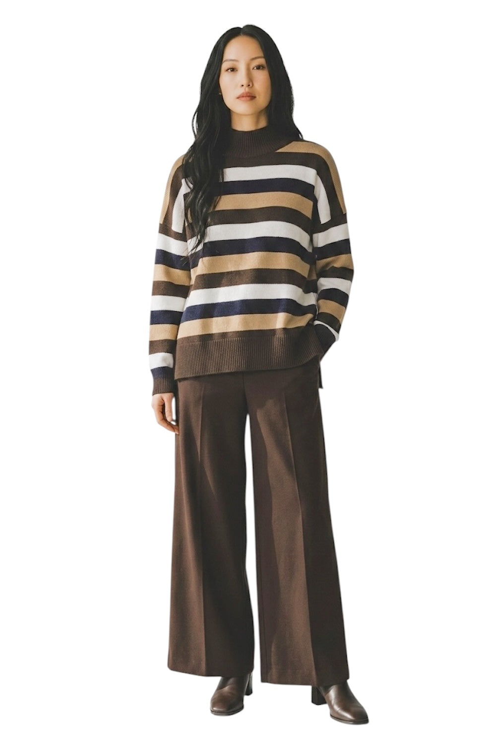 Kontatto moka camel blue cream pullover