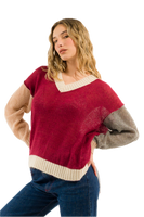 Kontatto cream bordeaux pullover