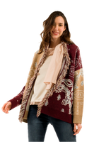 Kontatto camel bordeaux cream cloud cardigan