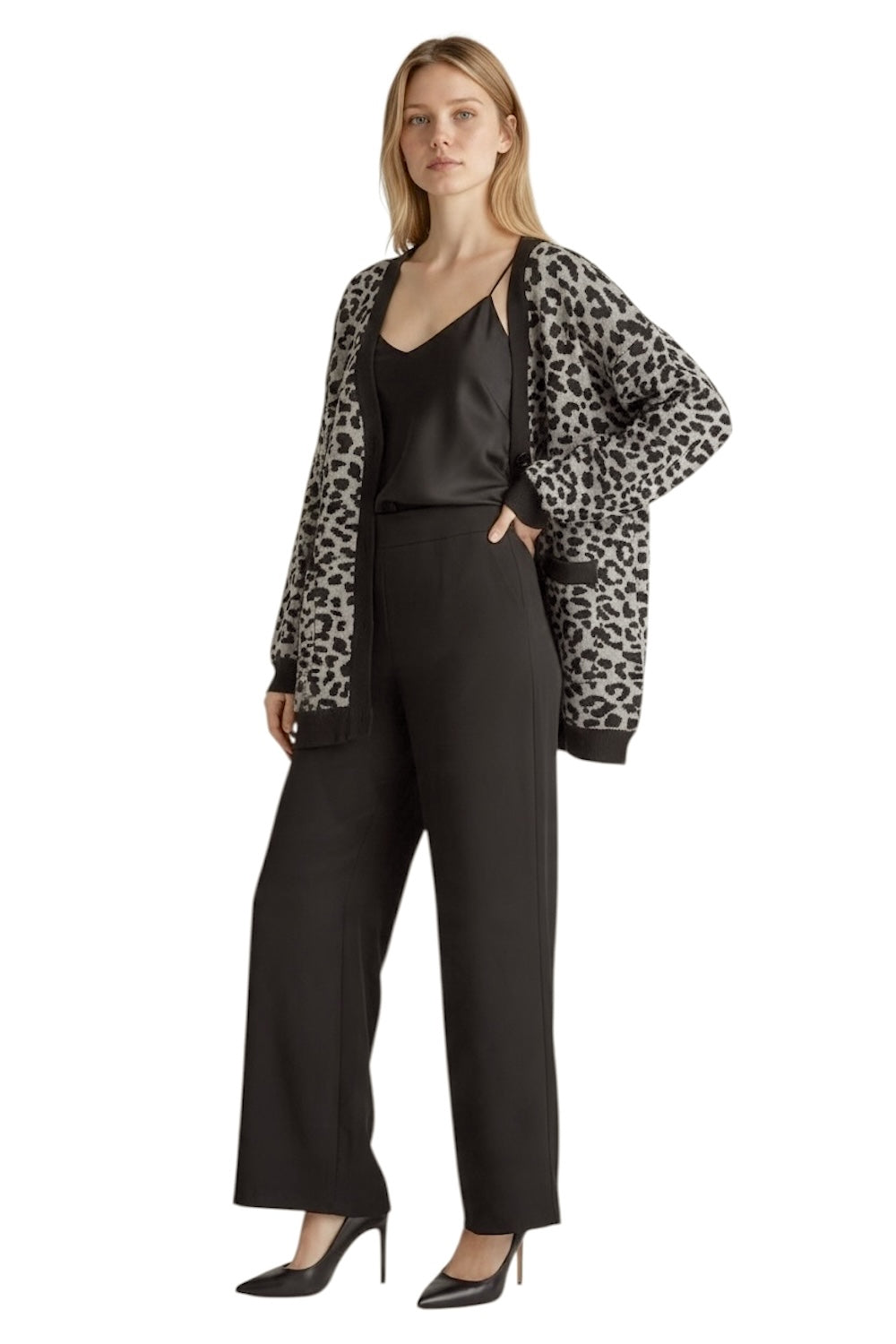 Cardigan grigio nero Kontatto