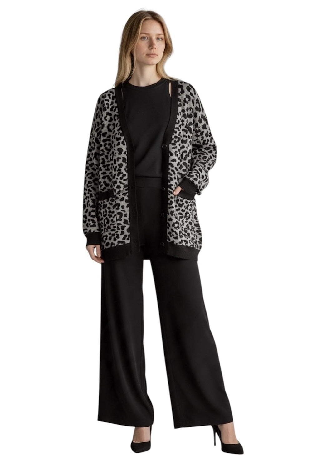 Kontatto black grey cardigan
