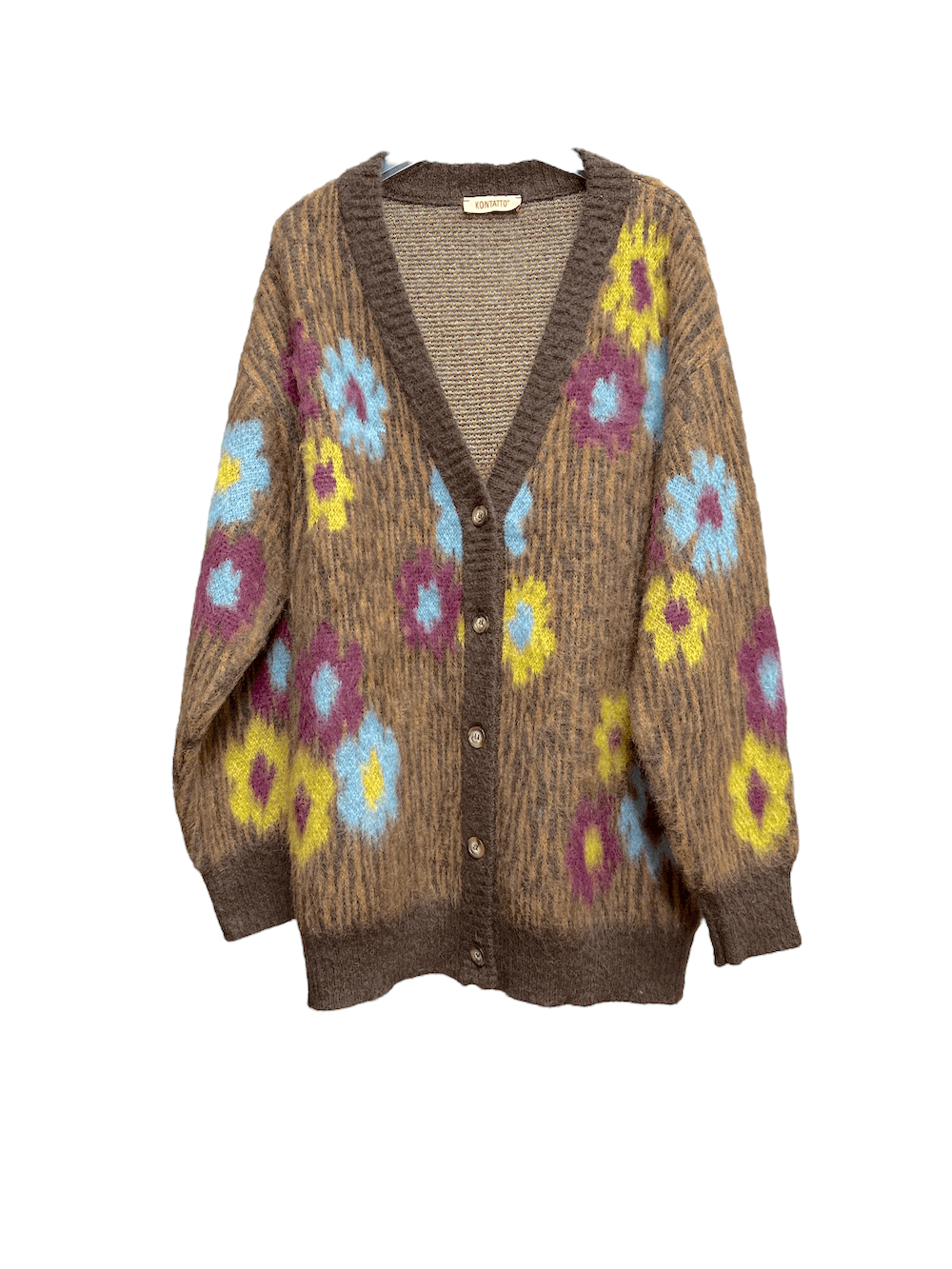 Kontatto flower brown cardigan