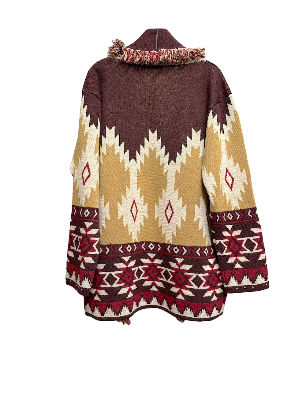 Kontatto bordeaux ecru cherry camel cardigan