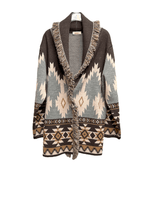Kontatto brown pink leather grey cardigan
