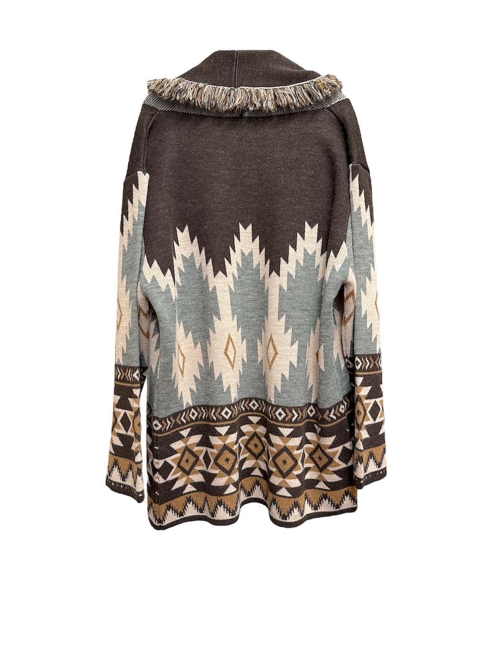 Kontatto brown pink leather grey cardigan