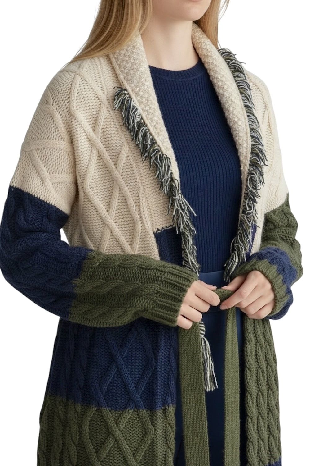 Cardigan Kontatto verde blu burro