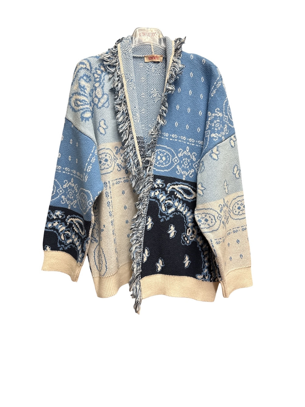 Kontatto cream-blue cardigan
