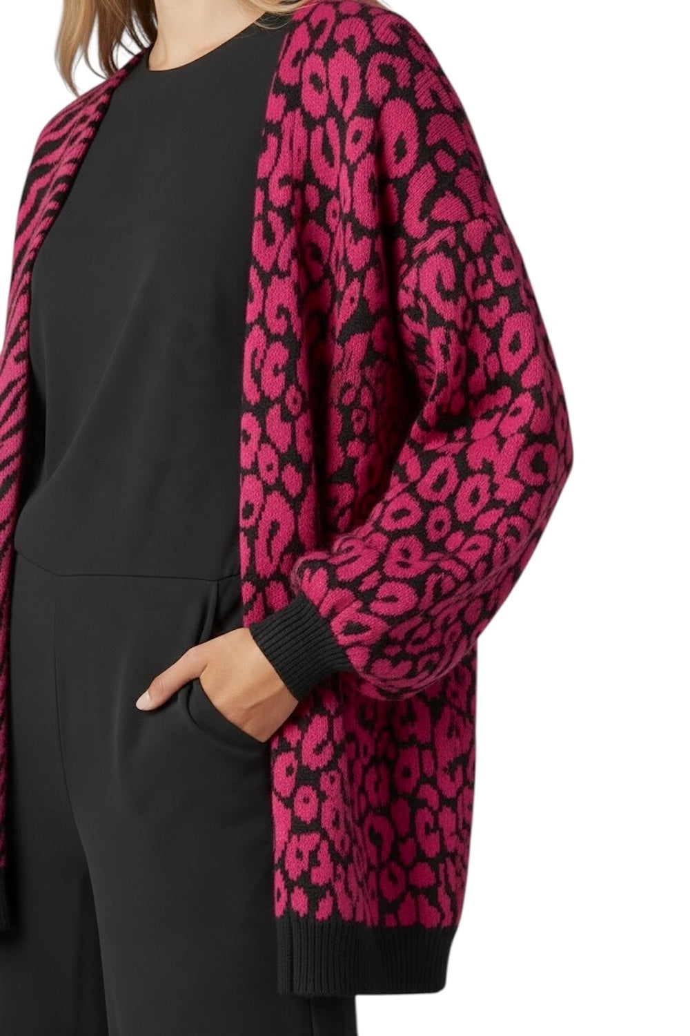 Cardigan Kontatto nero fucsia