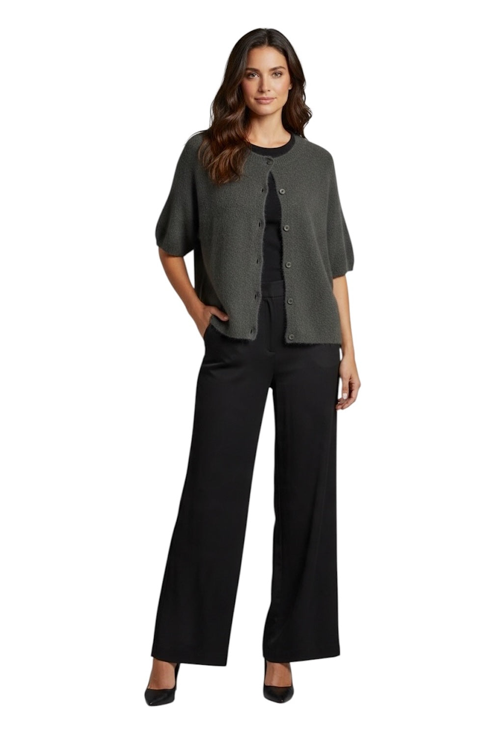 Le îls dark green cardigan