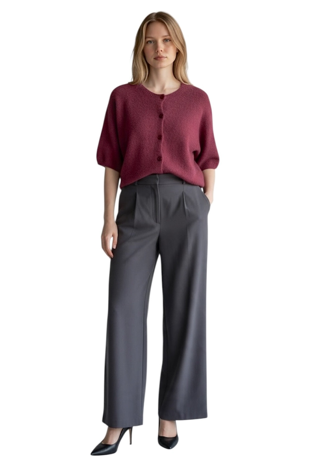 Le îls wine red cardigan