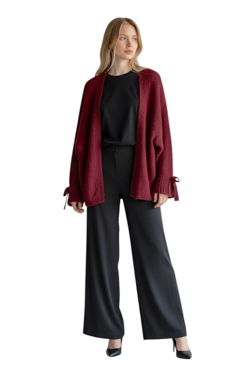Le îls wine red cardigan