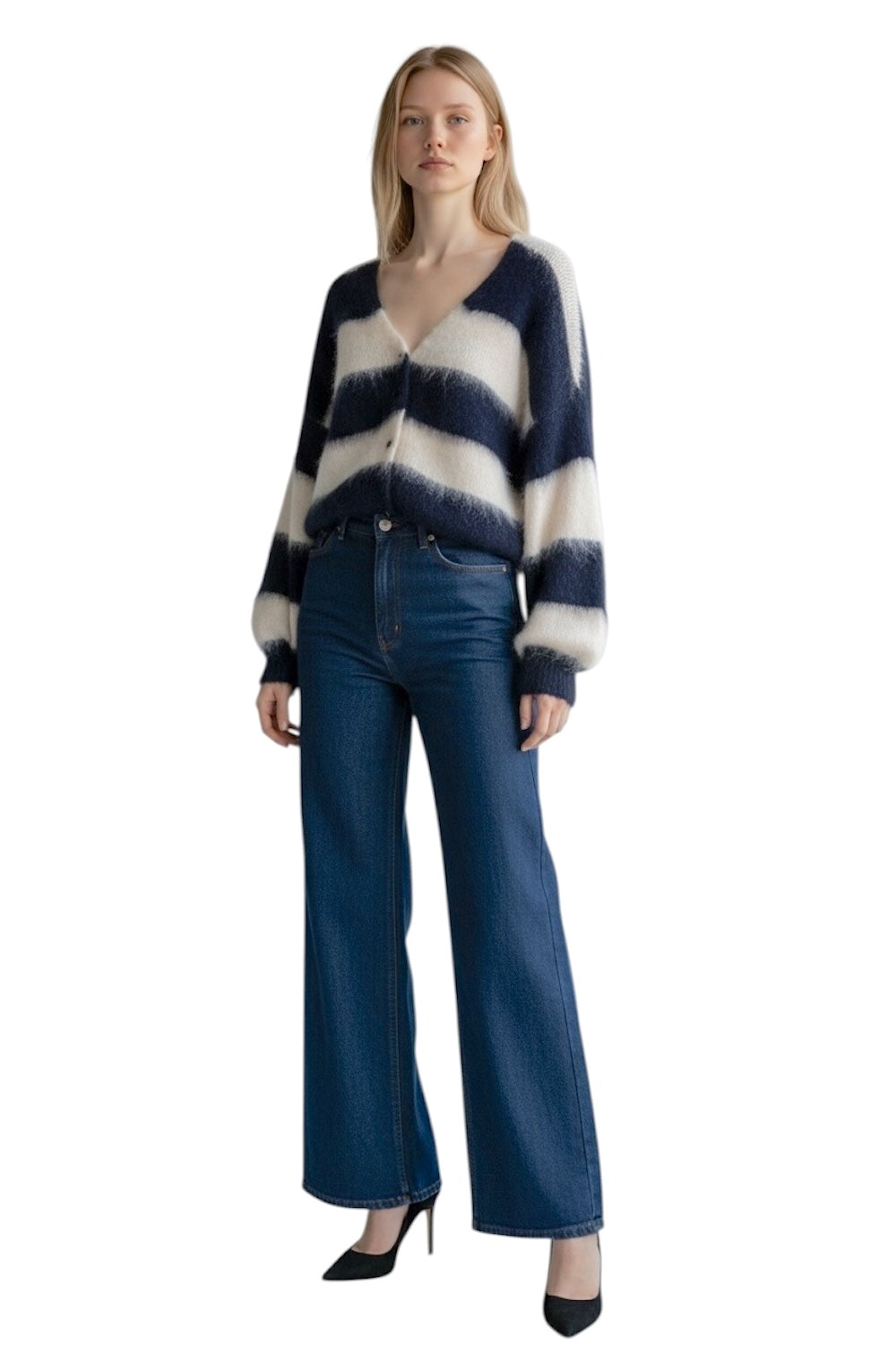 Le îls cream blue cardigan