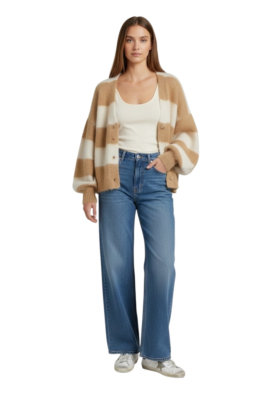 Le îls cream camel cardigan
