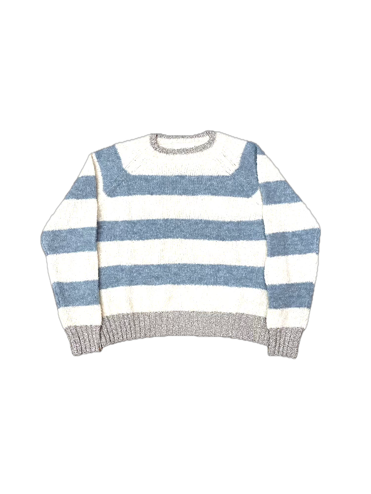 Vicolo light blue and cream line pullover