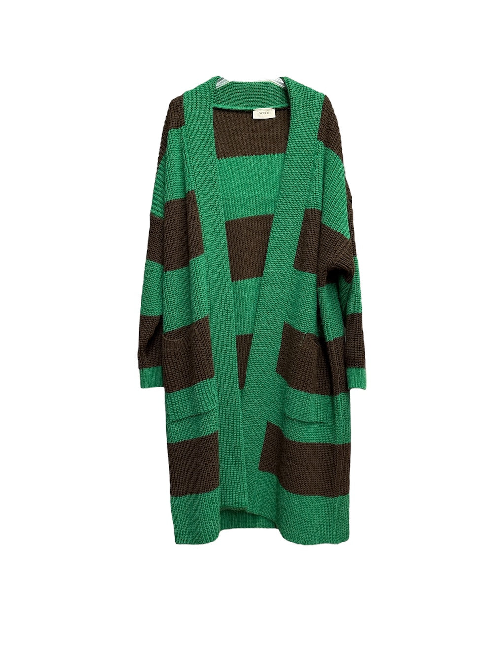 Vicolo brown green striped gardigan