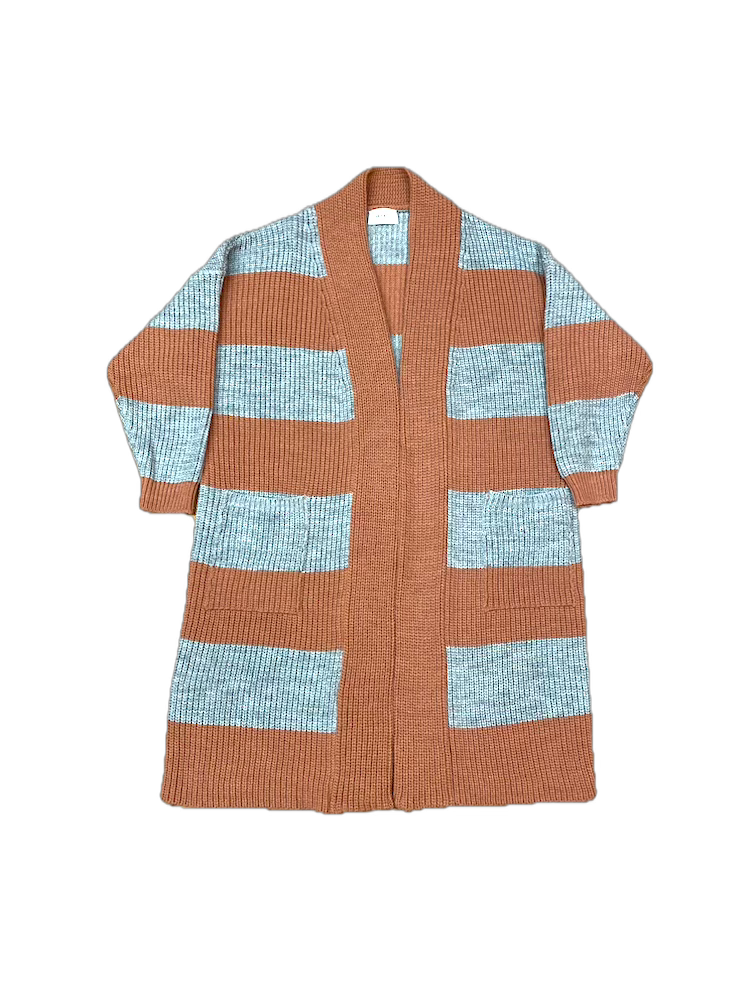 Vicolo grey rust striped cardigan