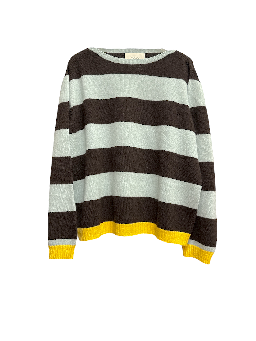 Vicolo brown light blue line pullover