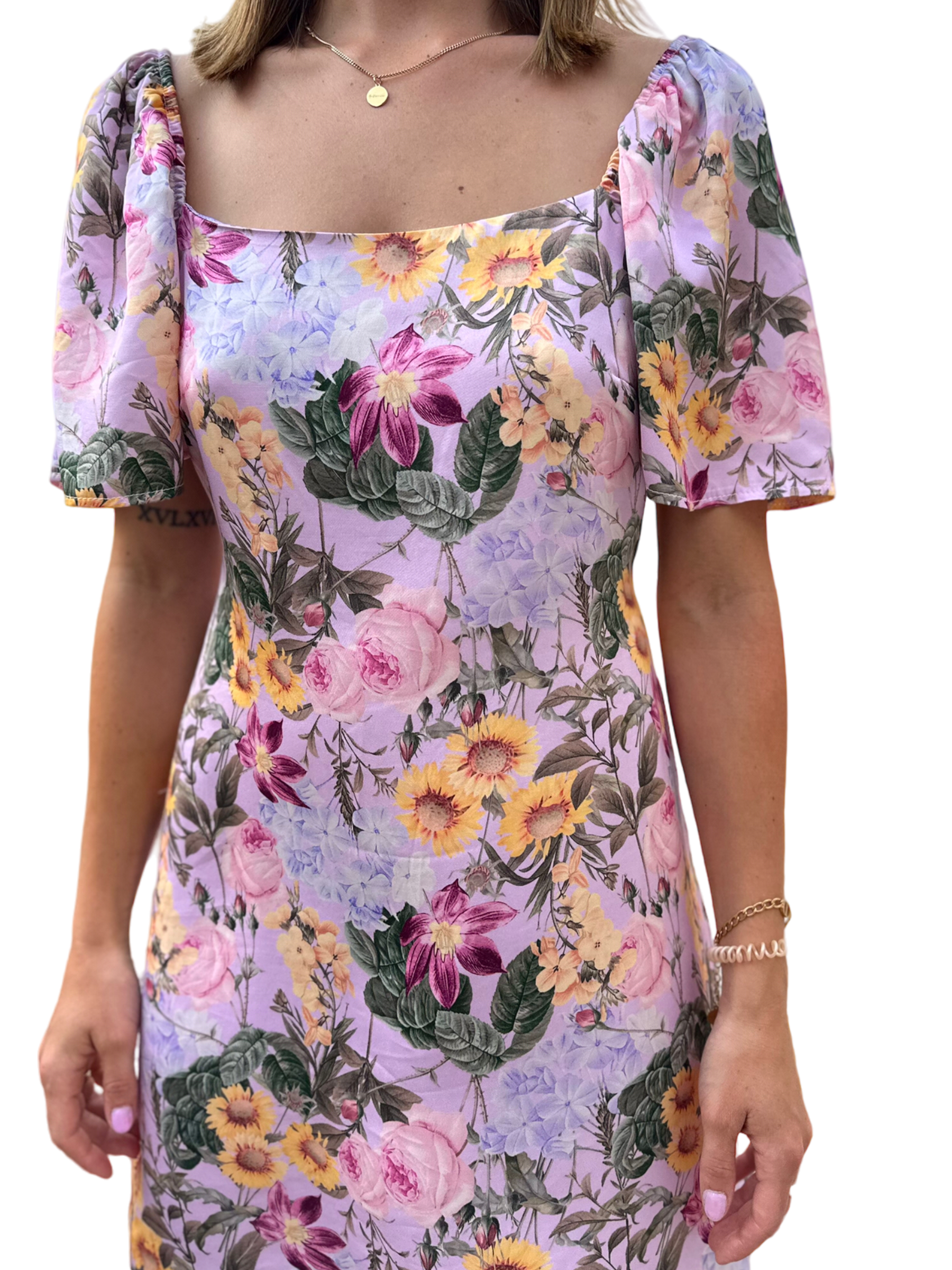 Saiph lilac flower short dress