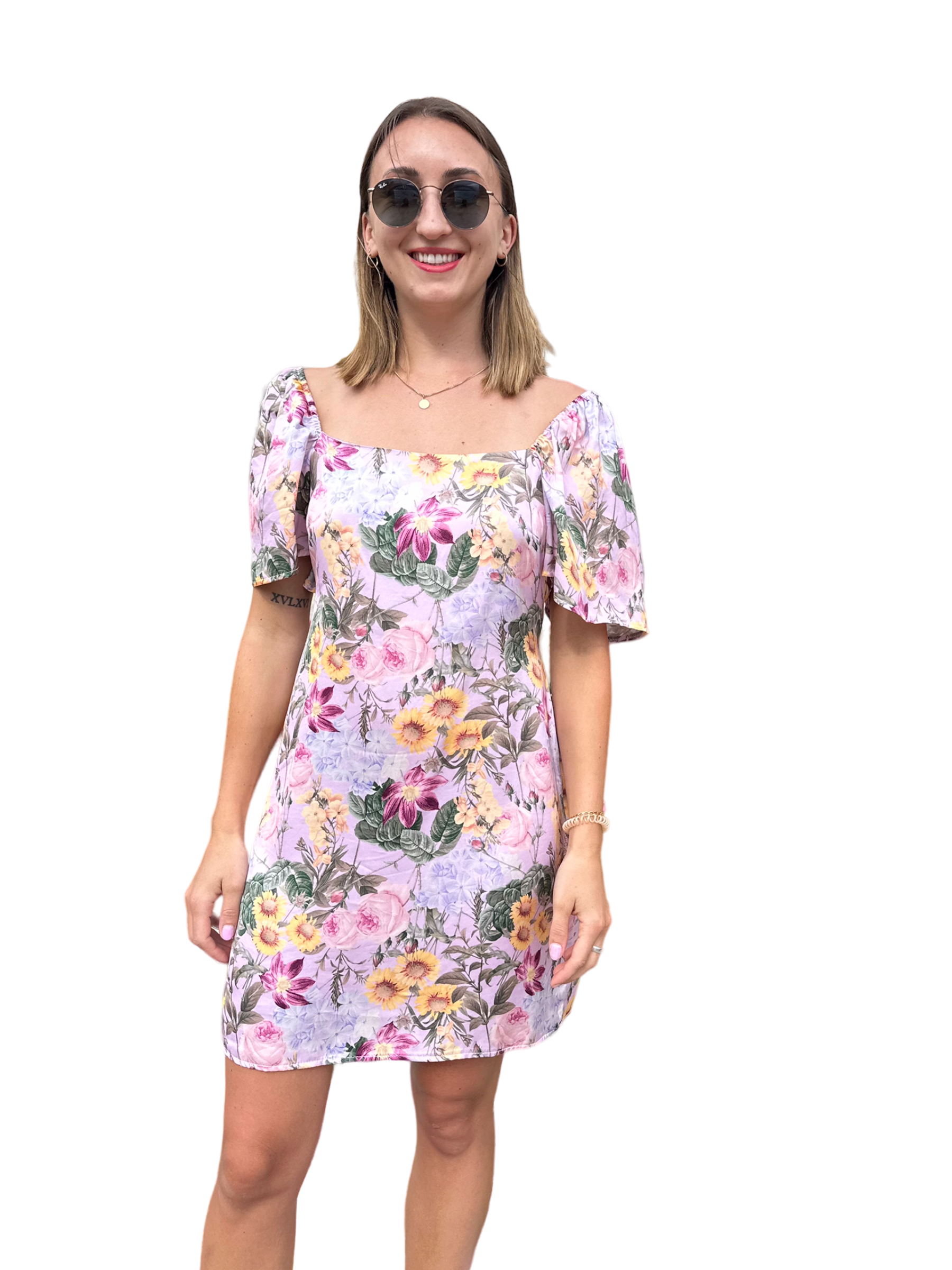 Saiph lilac flower short dress