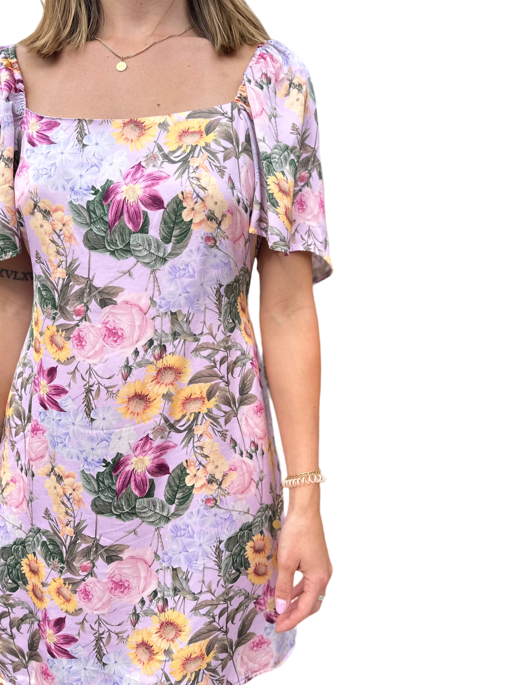 Saiph lilac flower short dress