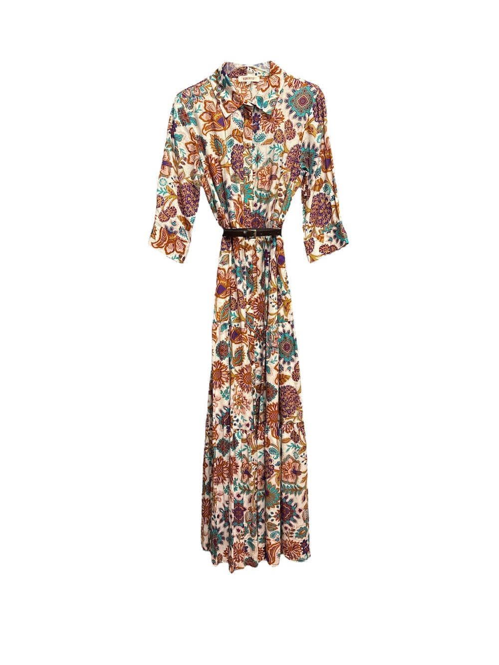 Kontatto turquoise chocolate chemisier dress