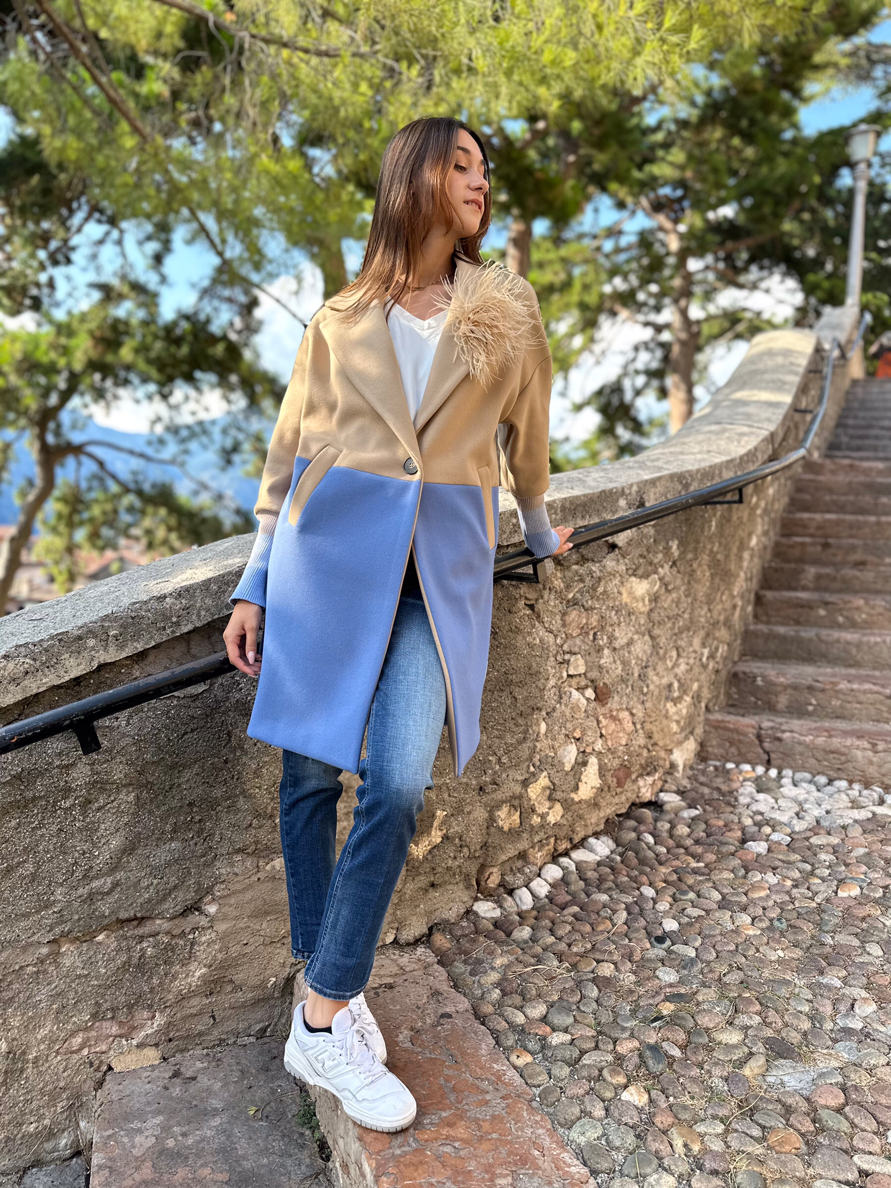 Maryley camel/ light blue jacket