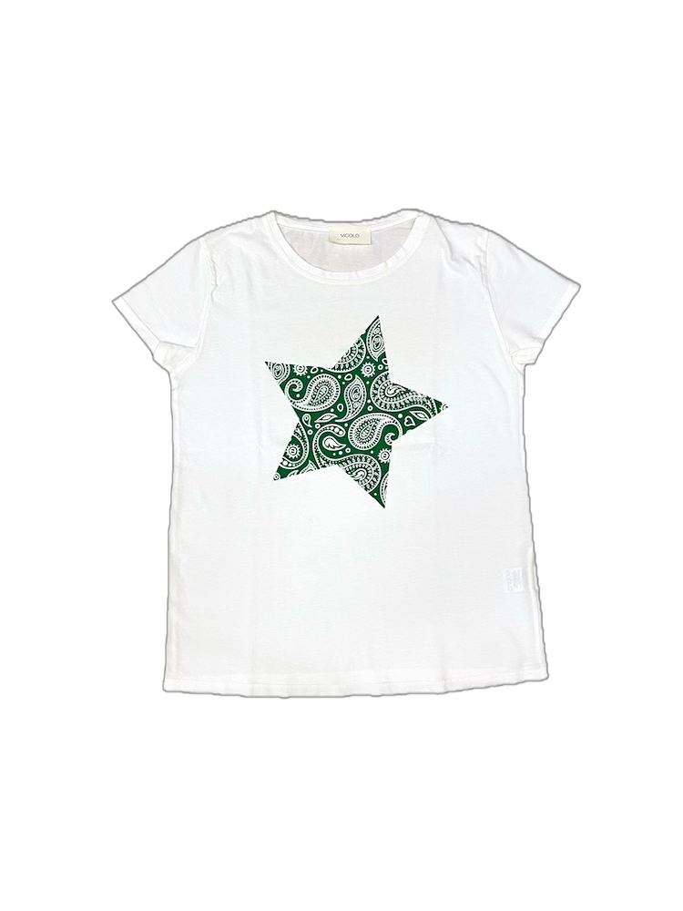 Vicolo green star white t-shirt