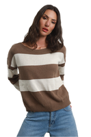 Susy Mix cream brown stripped pullover