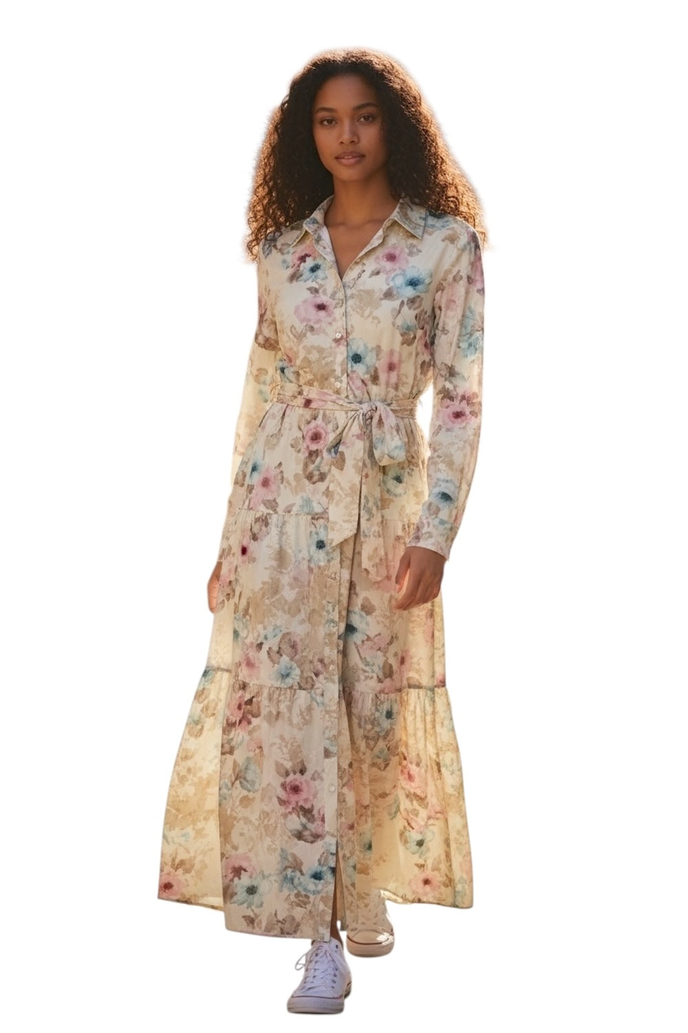 Kontatto flower cream chemisier dress