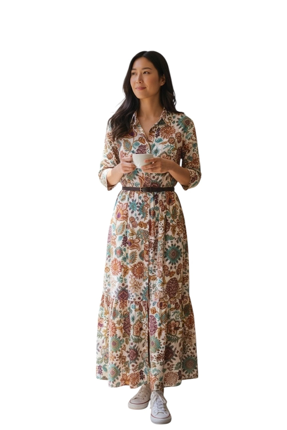 Kontatto turquoise chocolate chemisier dress