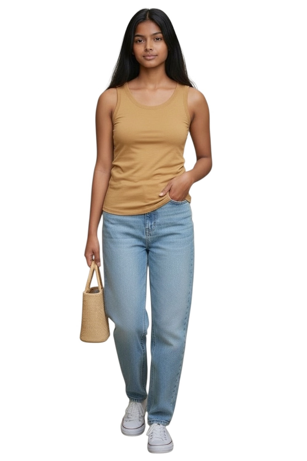 Langes Oberteil aus kamelfarbenem Kaschmir von Vicolo