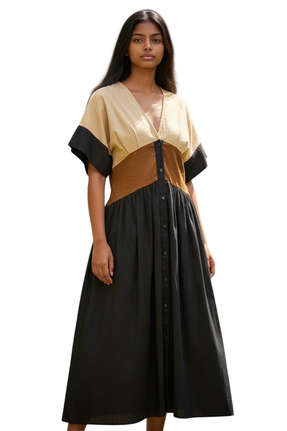 Dixie sandschwarzes Chemisier-Kleid