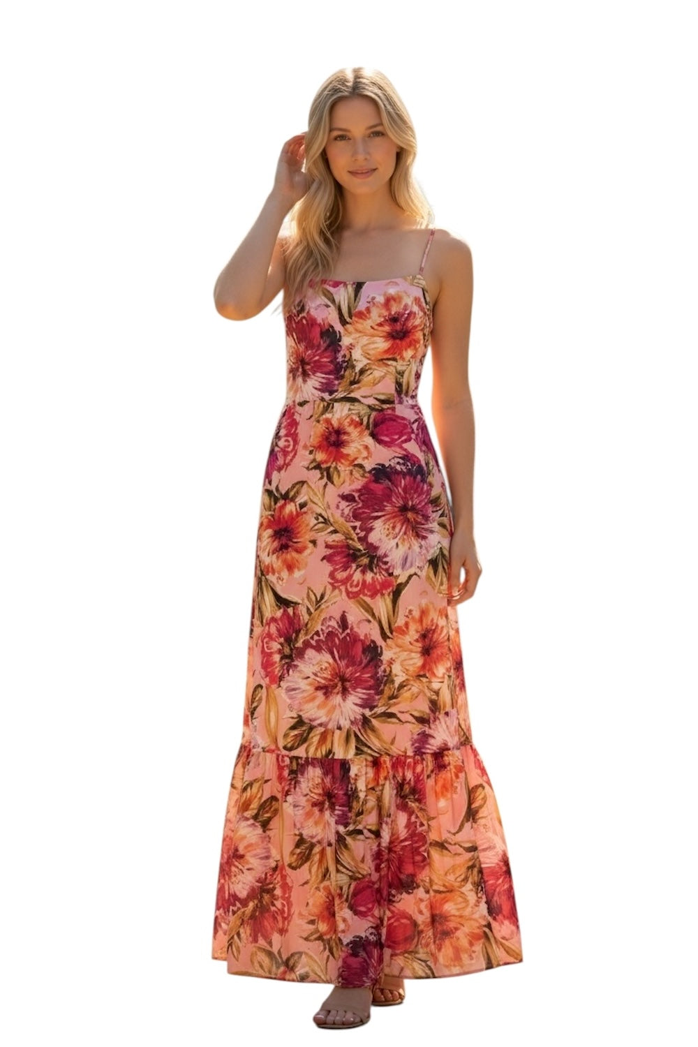 Kontatto rotes Kleid mit Blumenmuster