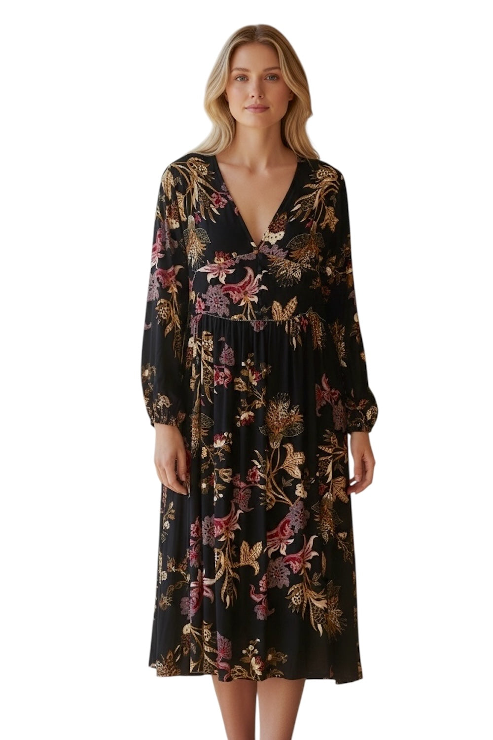 Dixie mehrfarbiges schwarzes Kleid