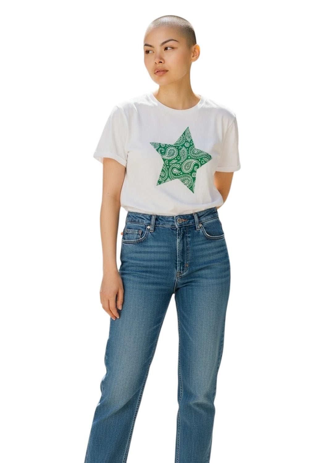 Vicolo green star white t-shirt